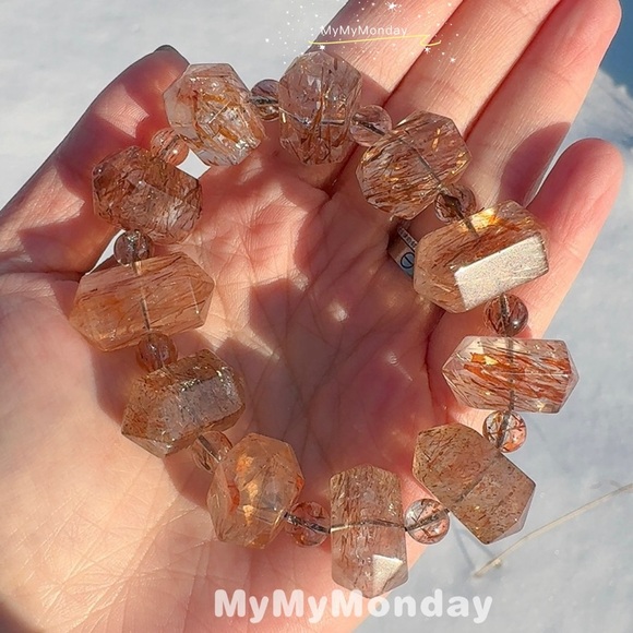 Double Terminated Black Gold Super Seven Bracelet 12mm - Picture 2 of 7